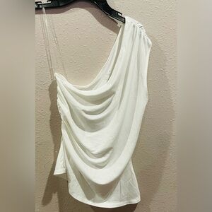 a new day One-Shoulder White Draped Dress